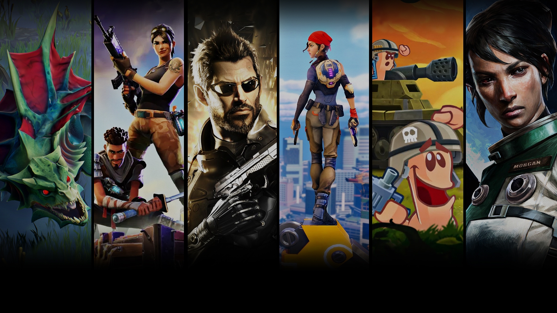 high end projects for video game animation, including, fortnite, prey, deus ex, and tomb raider